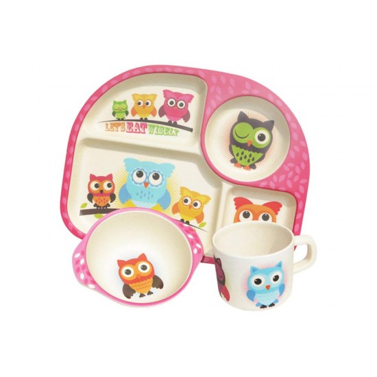Kids 3 piece Dining Set- Κουκουβάγιες απο Ecoffeecup